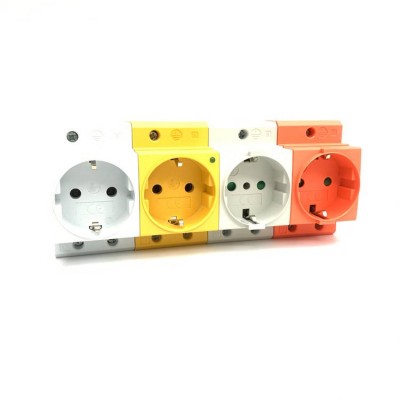 Germany Type 230v 16a Modular Din Rail Power Electric Socket With Children Protection